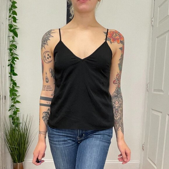 Alexis Spaghetti Strap V-Neck Basic Cami Tank Top Size XS Black - Picture 1 of 5